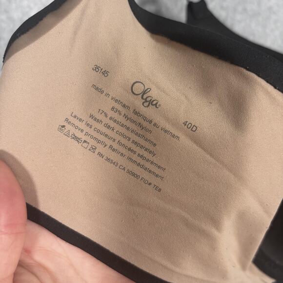 Olga To A Tee 35145 Bra 40D Black Lightly Padded Underwire Seamless Smoothing - Picture 7 of 8